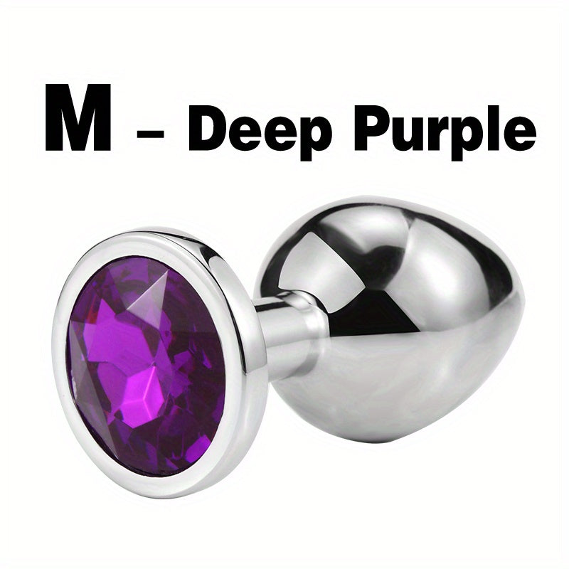 Adult Metal Anal Plug Butt Plug with Gem Base, Couples Sex Toy