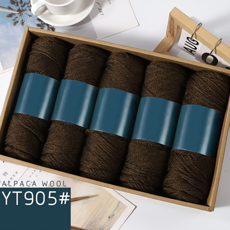 Camel Wool Yarn Pack of 5 Balls 500g Medium Thickness for Knitting Sweaters Scarves