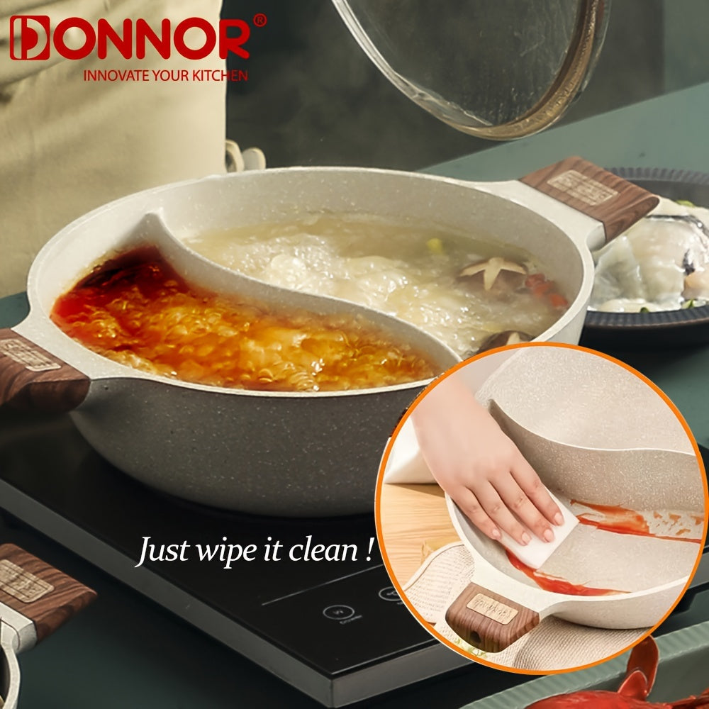 Dual-Sided Non-Stick Granite Saucepan 28cm 32cm Induction Compatible