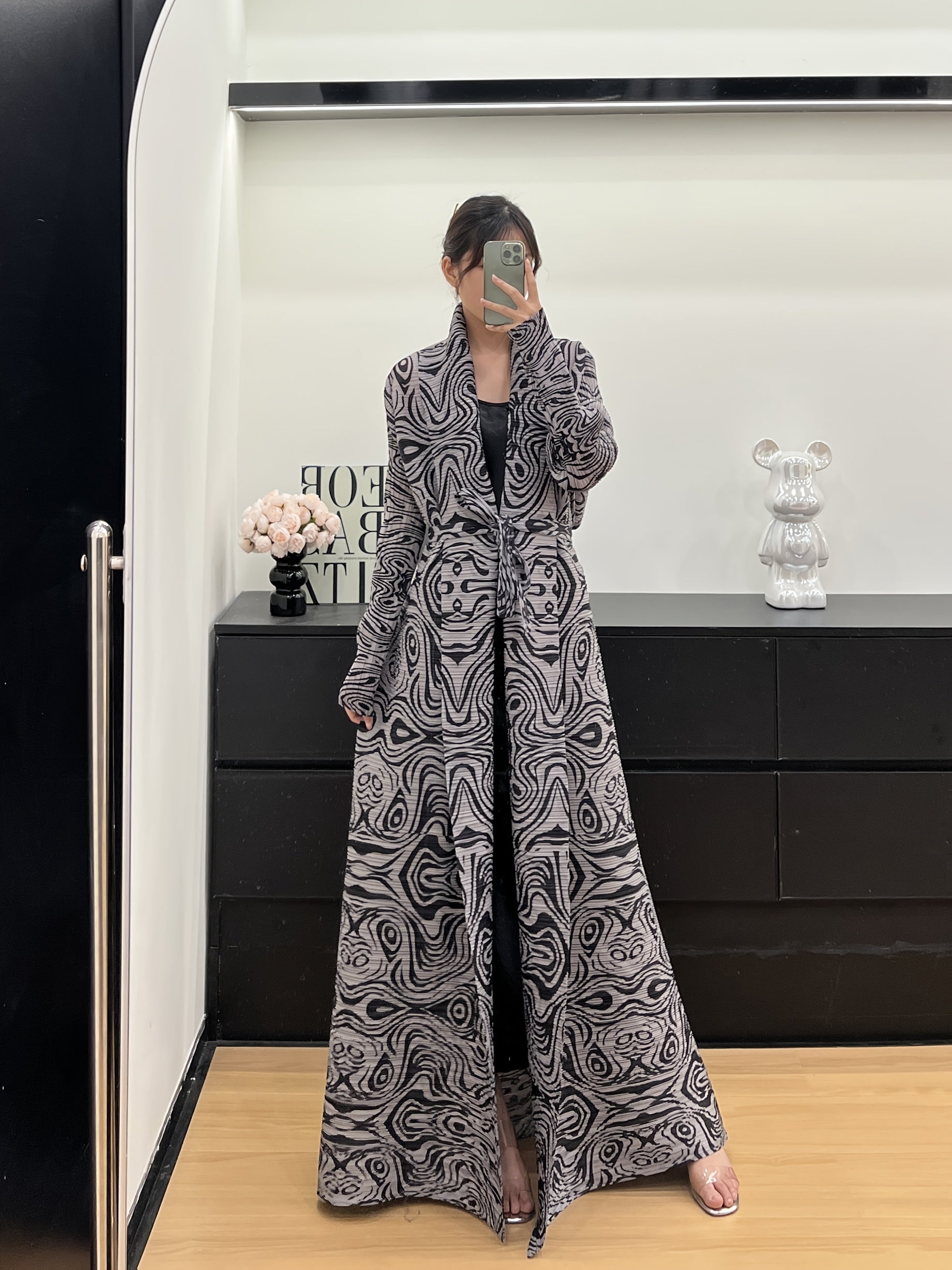 Women's Plus Size Abaya Lightweight Floral Pattern Black White Summer Dress