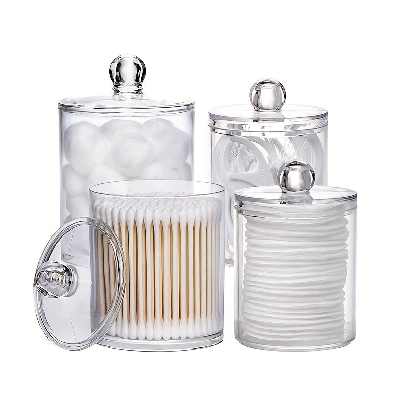 Clear Plastic Storage Jars with Lids for Bathroom Organization Cotton Balls Swabs Pads
