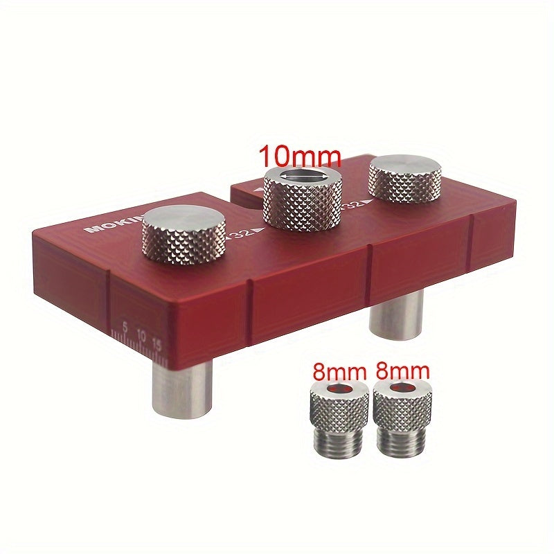Metal Punch Locator Drill Bit Set with Aluminum Furniture Connector Jig and Eccentric Wheel Hole Punching Tool