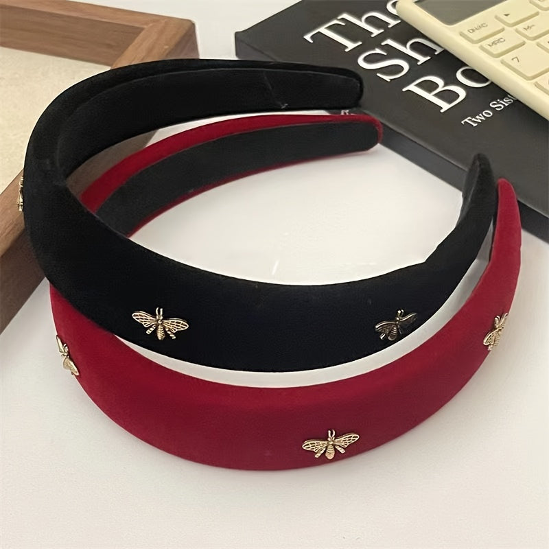 Red Headband with Bee Embellishments for Valentine's Day and Casual Wear