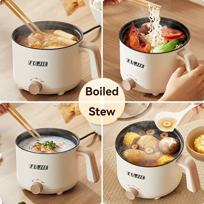 Portable Electric Steamer Wok Dual-Gear Adjustable Non-Stick Liner for Shabu-Shabu Hot Pot 220V