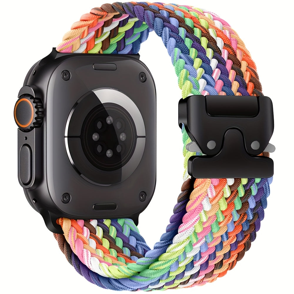 Nylon Braided Sport Wristband for Apple Watch Adjustable Parachute Buckle Compatible with Series 1-10 SE Ultra
