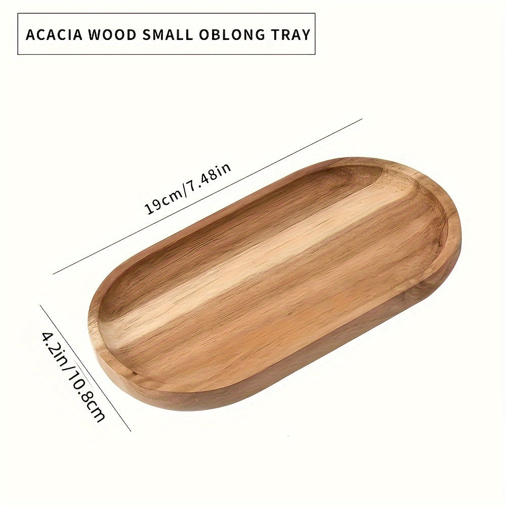 Acacia Wood Oval Serving Tray for Kitchen Dining Food Fruit Snacks