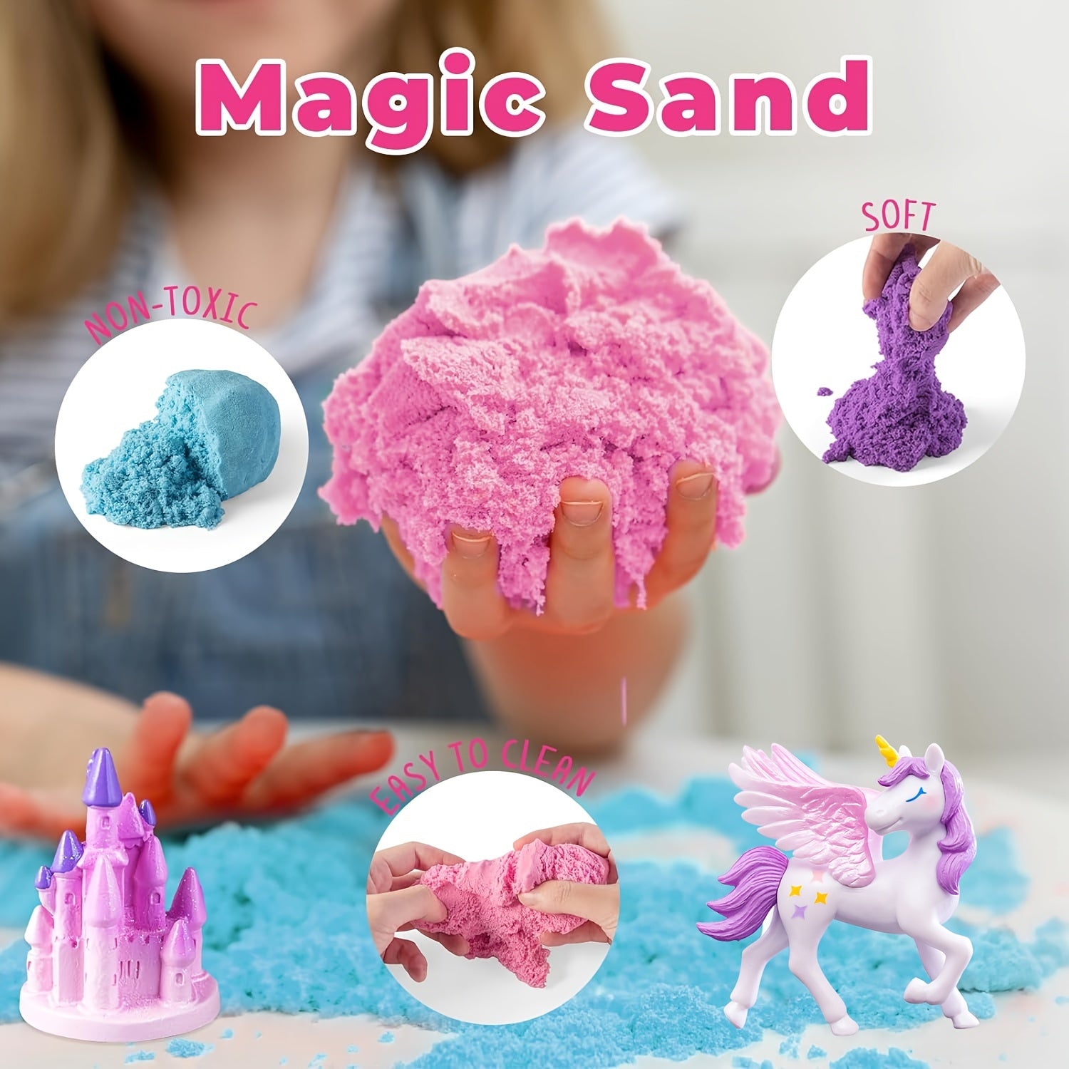 Girls Pink Unicorn Fantasy Castle LED Light-Up Terrarium Craft Kit with Sand and Decorations