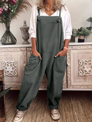 Plus Size Women's Adjustable Suspenders Wide Leg Overalls Casual Summer Pants