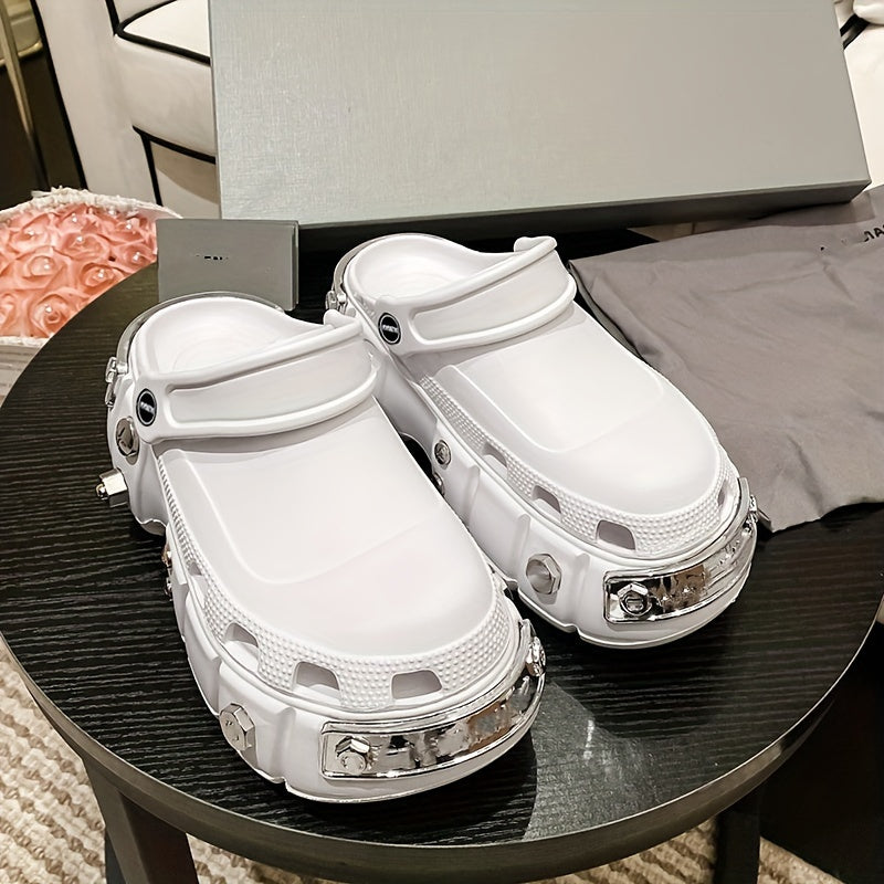 VMI Ayollar uchun Chunky Platforma Clogs, EVA Punk Uslubi, Qalin Taglik bilan Mustahkam, Har Mavsumda Kiymak Uchun Zamonaviy, Orqa Tasmali, Dumaloq Boshli, Bosma Yo'q