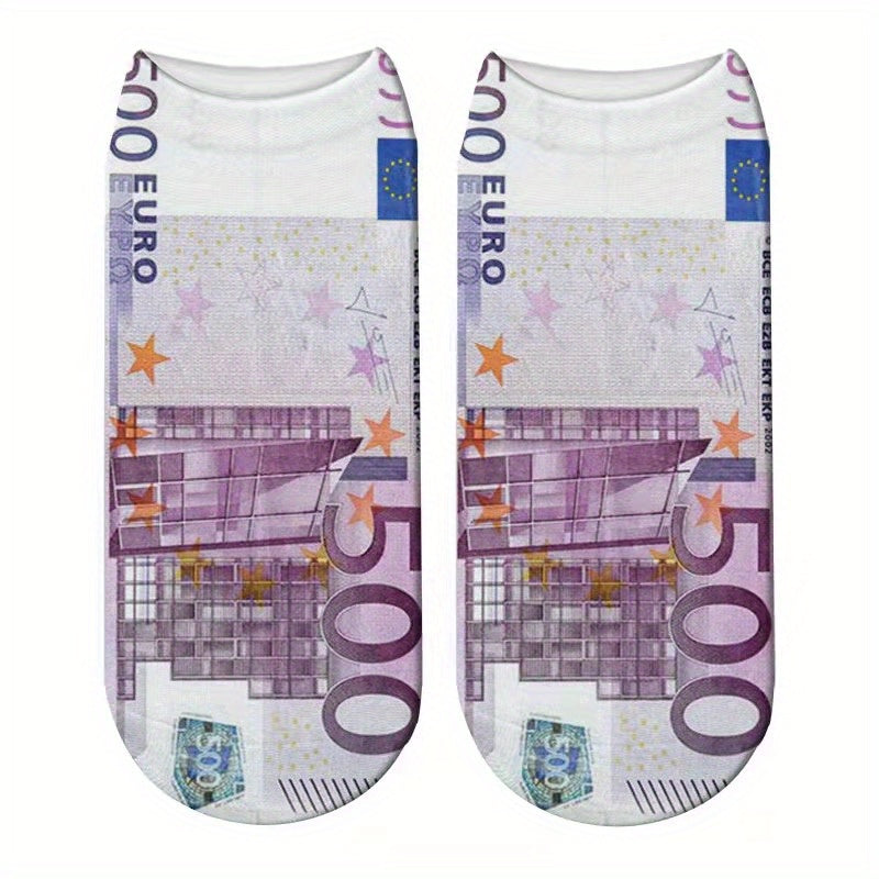 Men's Novelty Currency Pattern Socks Polyester Geometric Fun Gift