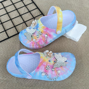 Women's Lightweight Slip-On Mules with Floral Embellishments Non-Slip EVA Platform Summer Shoes