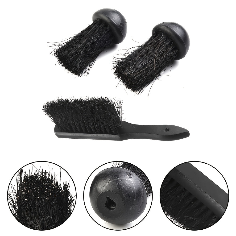 Two Round Fireplace Brush Head Replacements and Rectangular Fireplace Brush Set
