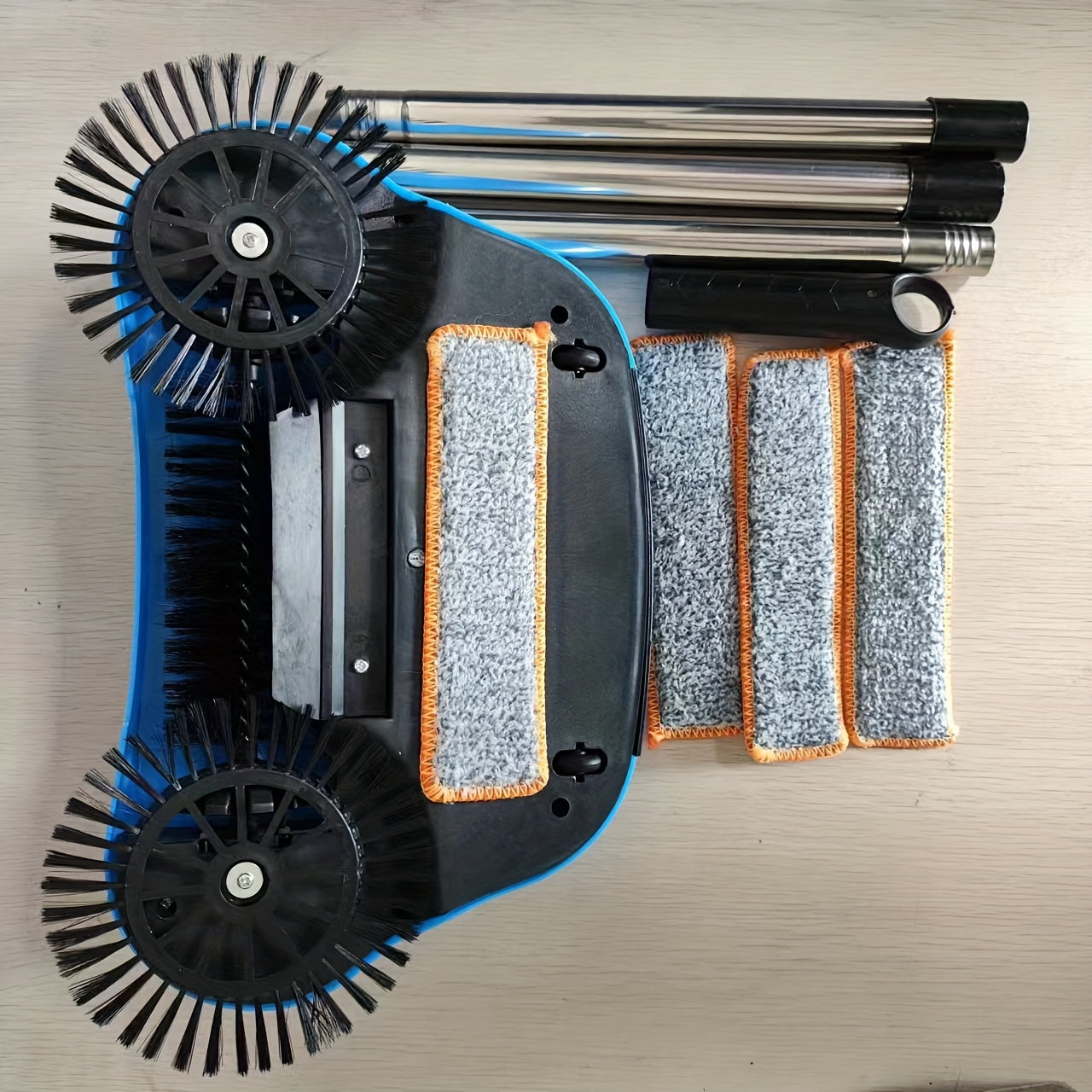 3-in-1 Handheld Sweeper Set with Spin Mop Broom Dustpan for Hard Floors