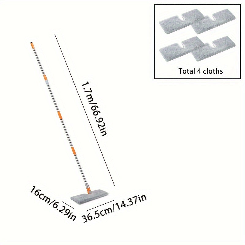 Juego de limpiador de ventanas y cristales extra largo con cabezal de fregona giratorio y 4 almohadillas