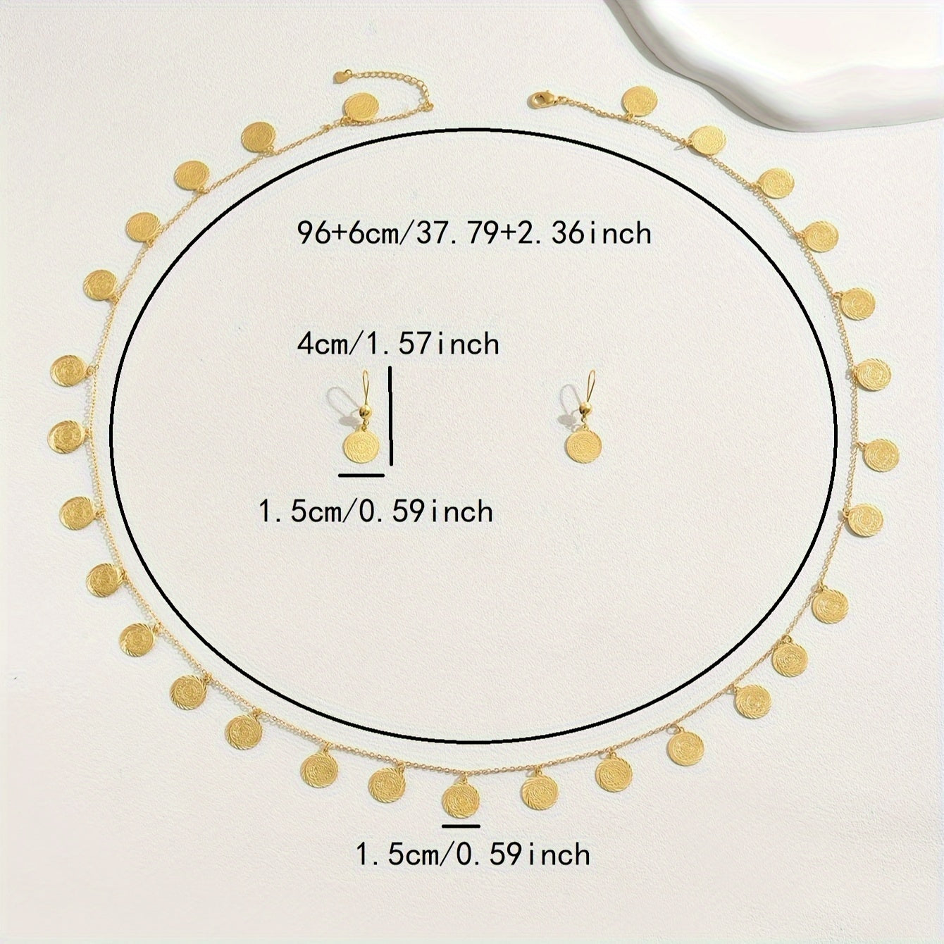 Women Gold Coin Jewelry Set with Long Necklace and Earrings for Ramadan