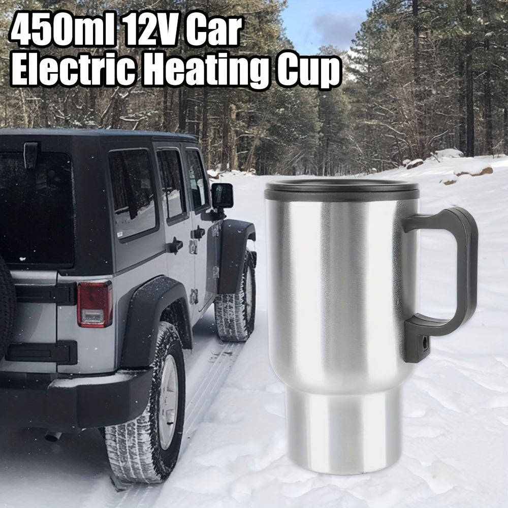 Stainless Steel 450ml Electric Heating Mug Car Travel Coffee Kettle