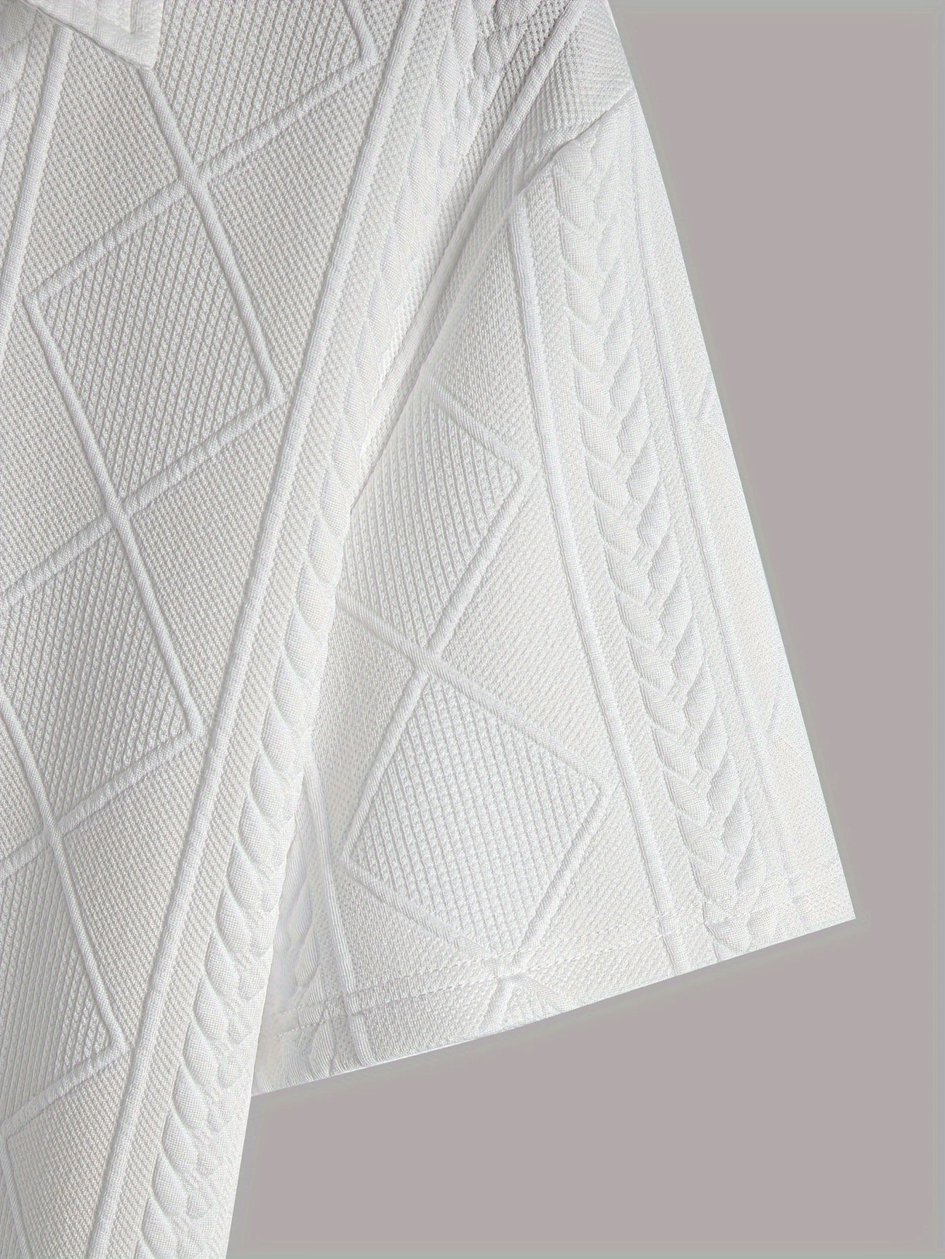 Camisa de algodón de manga corta para hombre con cuello de solapa y patrón geométrico, ropa casual de verano