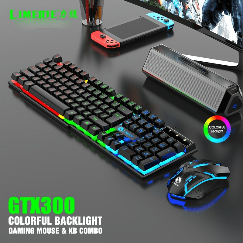 LED Backlit Gaming Keyboard and Mouse Set with 104 Keys