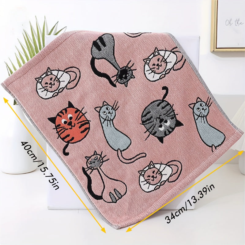 Cotton Towel with Cat Pattern 34x40 cm for Bathroom and Kitchen