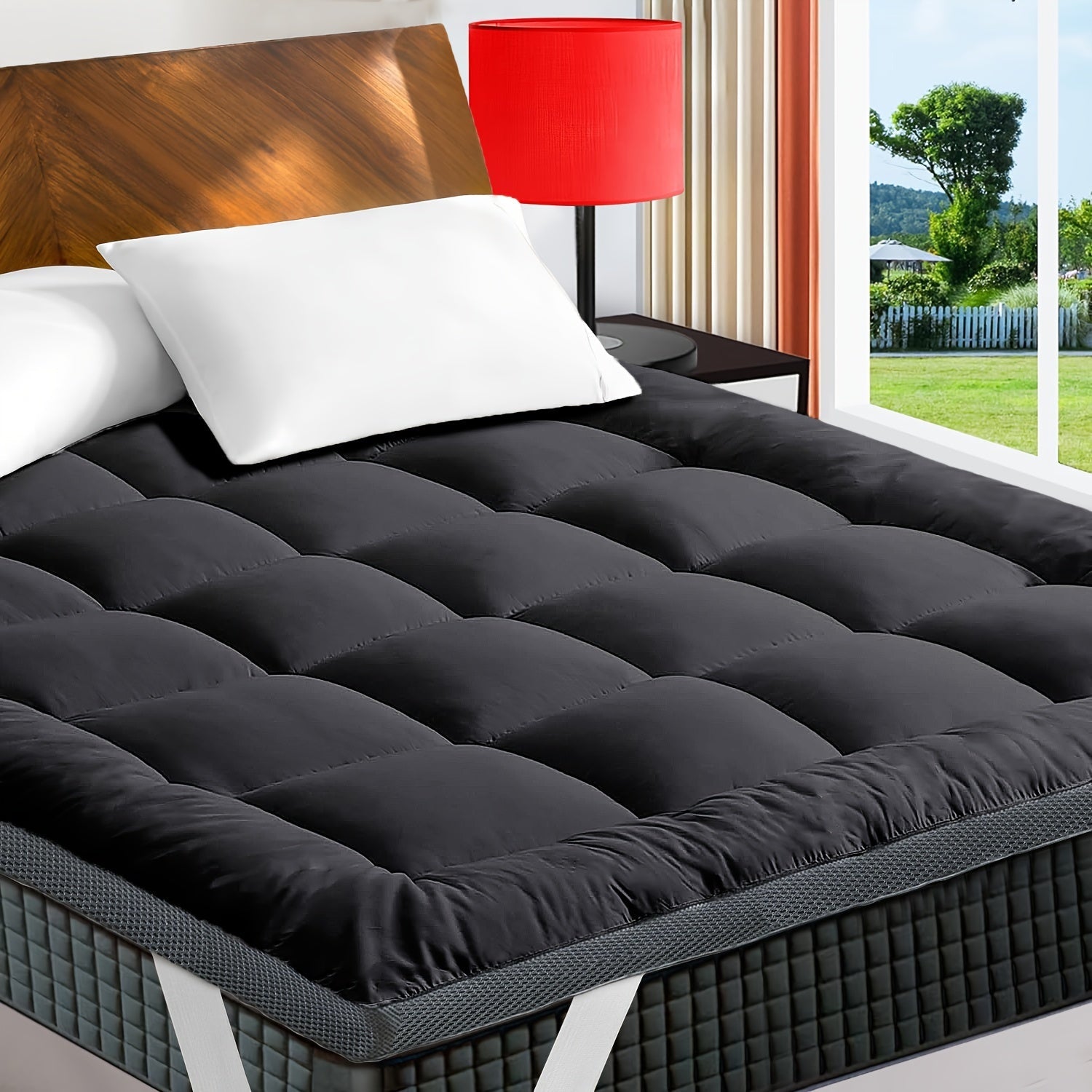 Топпер для матраса сверхтолстый для облегчения боли в спине, дышащая натяжная подкладка до 21 дюйма