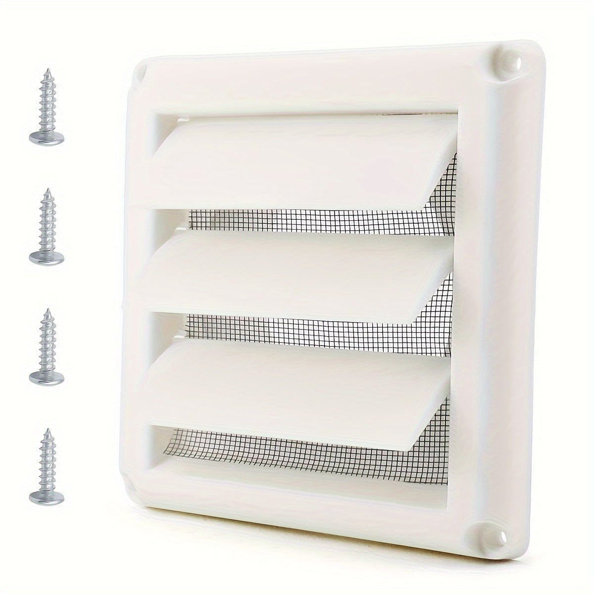 White Dryer Vent Cover with Screen for Exterior Wall Vent Hood Outlet 10.16cm x 15.24cm