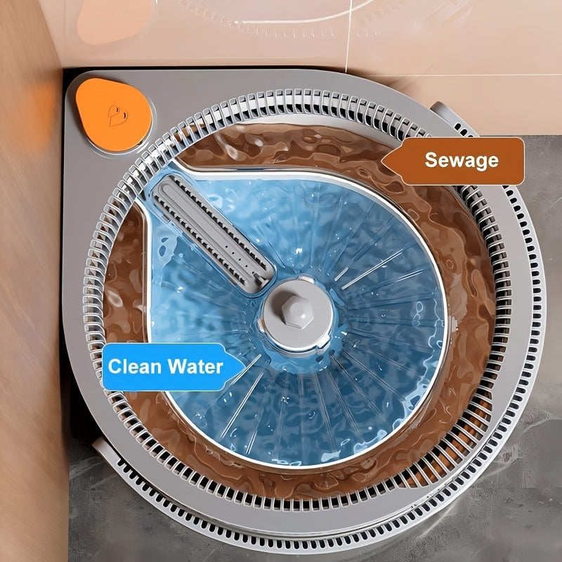 Spin Mop and Bucket System with Long Handle for Wet and Dry Floor Cleaning