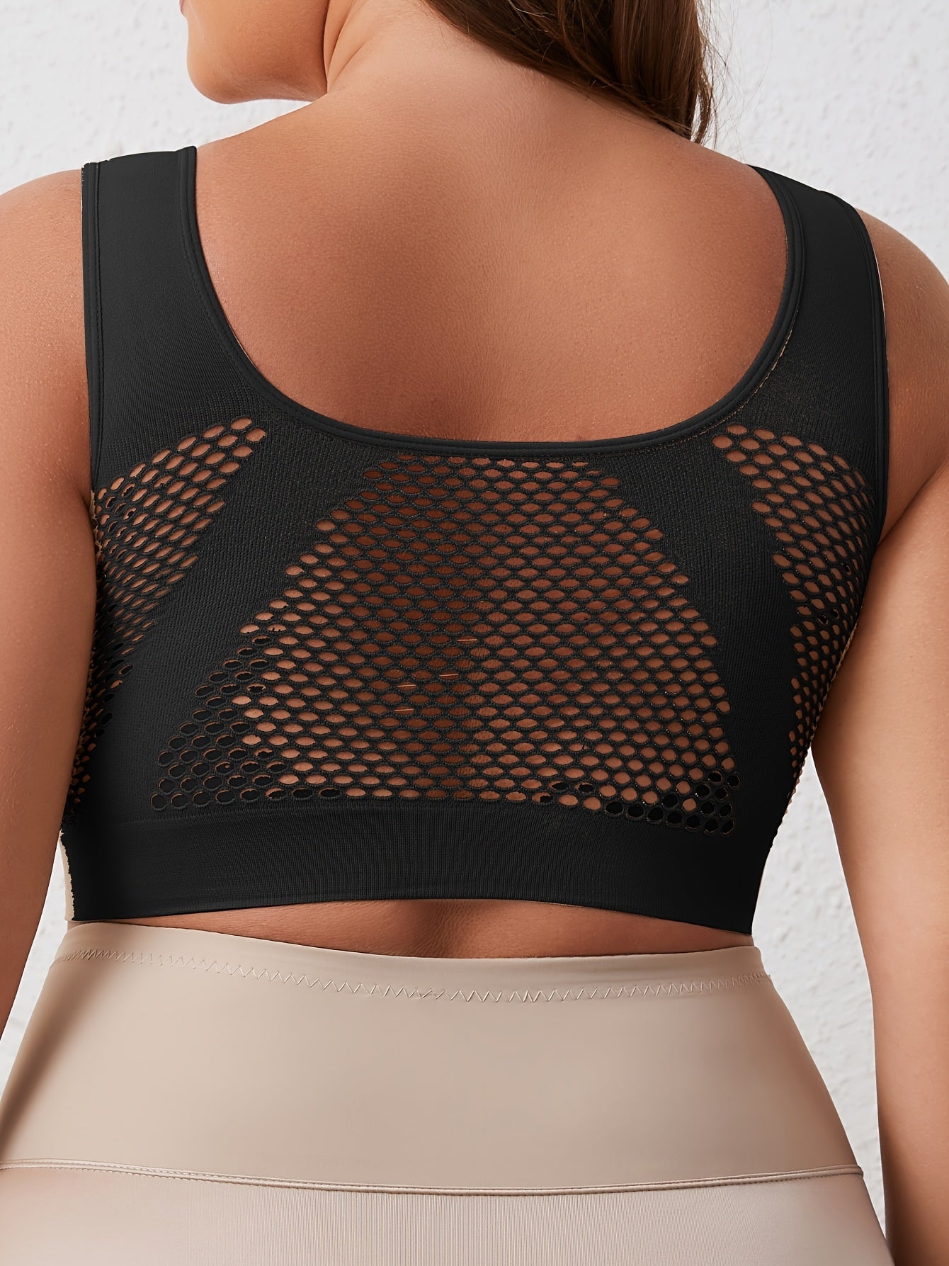 Women's Seamless Double-Layer Wireless Breathable Sports Bras Black Pink Blue Purple 1XL-5XL