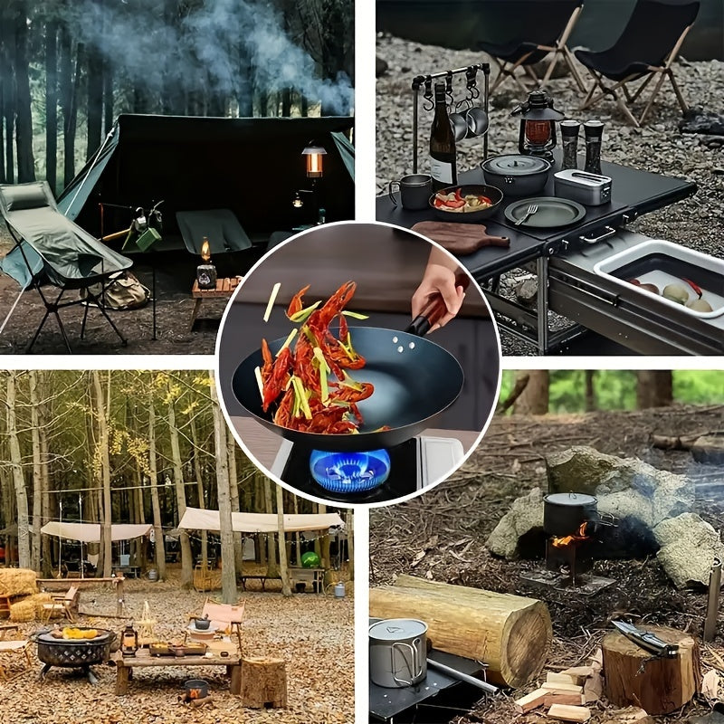 Универсальный чугунный вок с антипригарным покрытием и съемной ручкой, идеален для газовой плиты, использования в помещении и на улице, необходимая посуда для вашей кухни