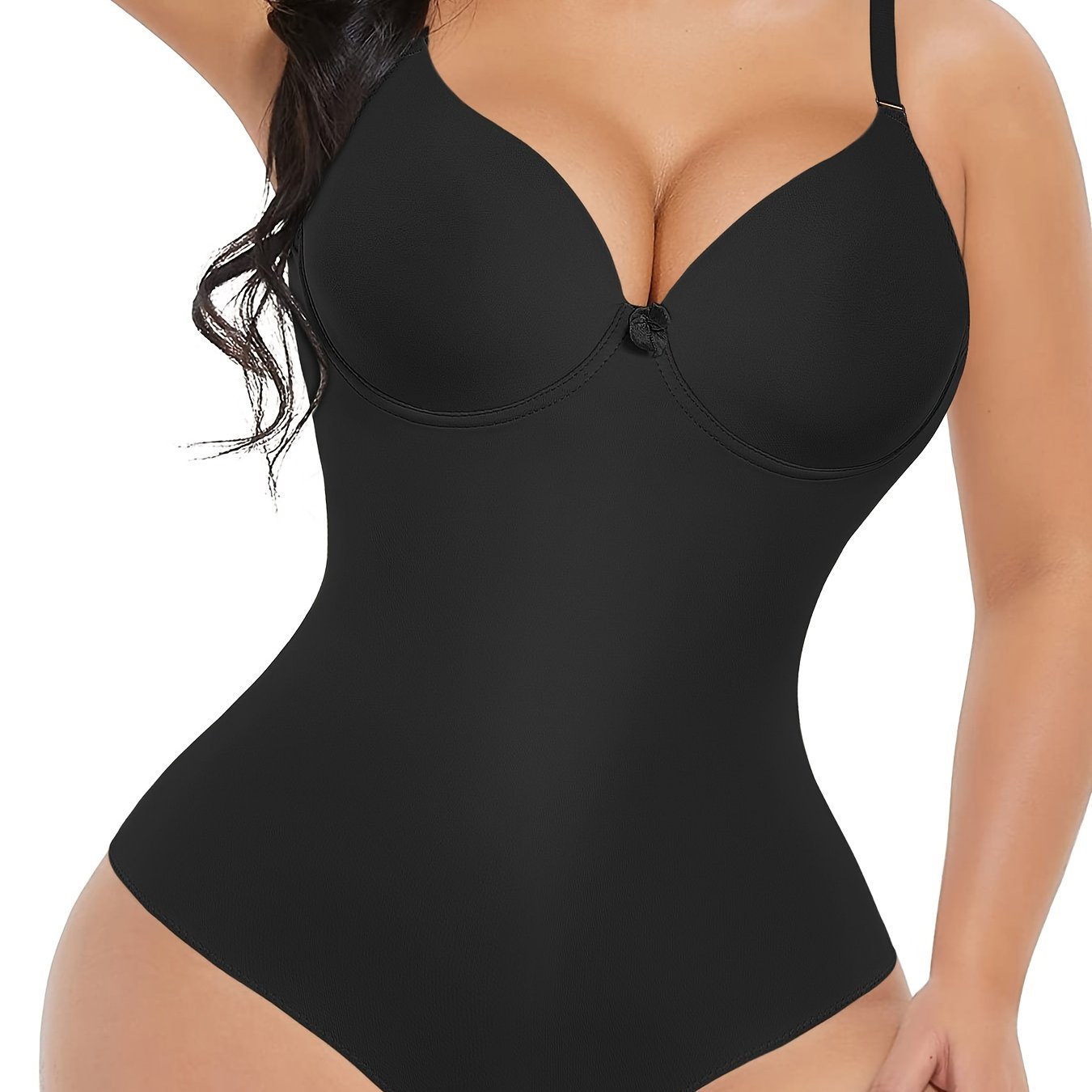 Ayollar uchun orqa qismi ochiq, qattiqlashtiruvchi va shakllantiruvchi bodysuit, toʻliq nylon spandeks