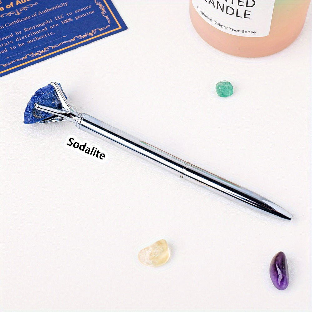 Large Natural Amethyst Crystal Raw Stone Pen Ballpoint for Stationery and Gifts