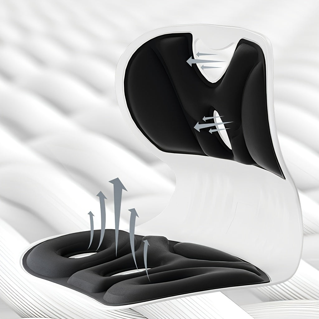 Ergonomic Lumbar Support Pillow Washable Nylon Cover Black Grey Non-Electric Seat Pad