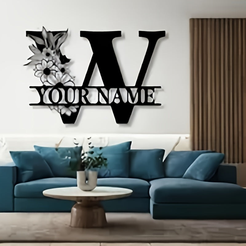 Shaxsiylashtirilgan Gul Harfi Metall Belgisi - Uy va Bog' uchun Bezak Temir Plitka, Ideal Uyga Kirish Sovg'asi