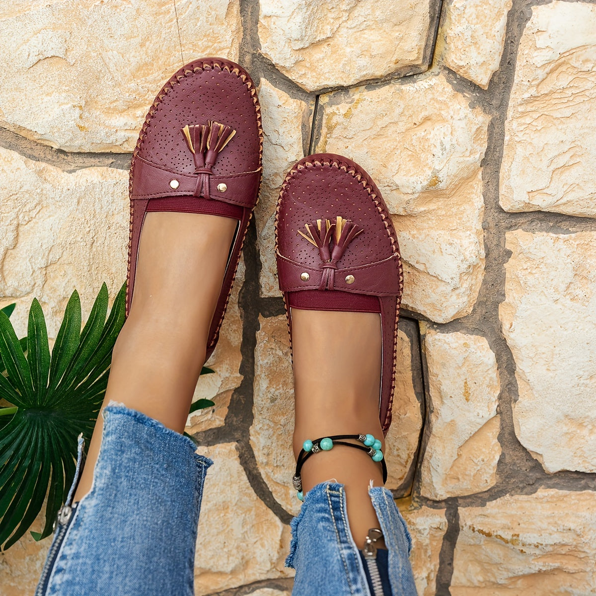 Women's Flat Loafers Lightweight Comfortable Butterfly Embellished Plus Size