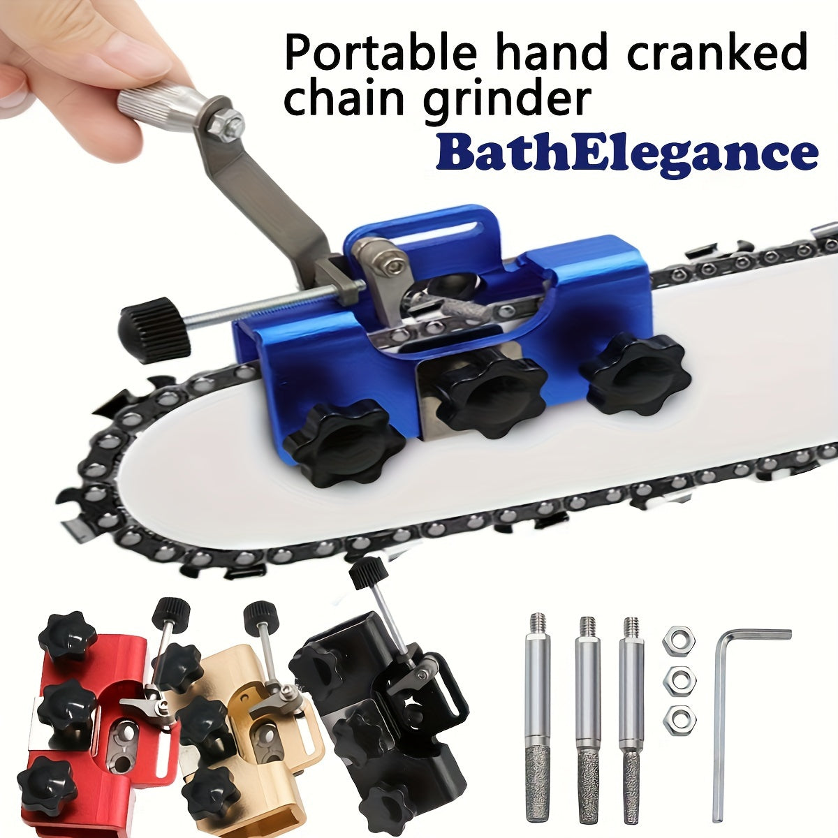 Handheld Chainsaw Sharpening Kit with 3 Grinding Heads and Carrying Bag