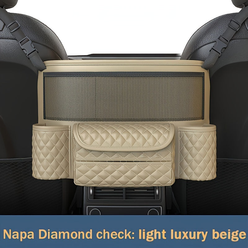 Multi-Functional Car Seat Organizer Black Storage Bag Tissue Box Cup Slot