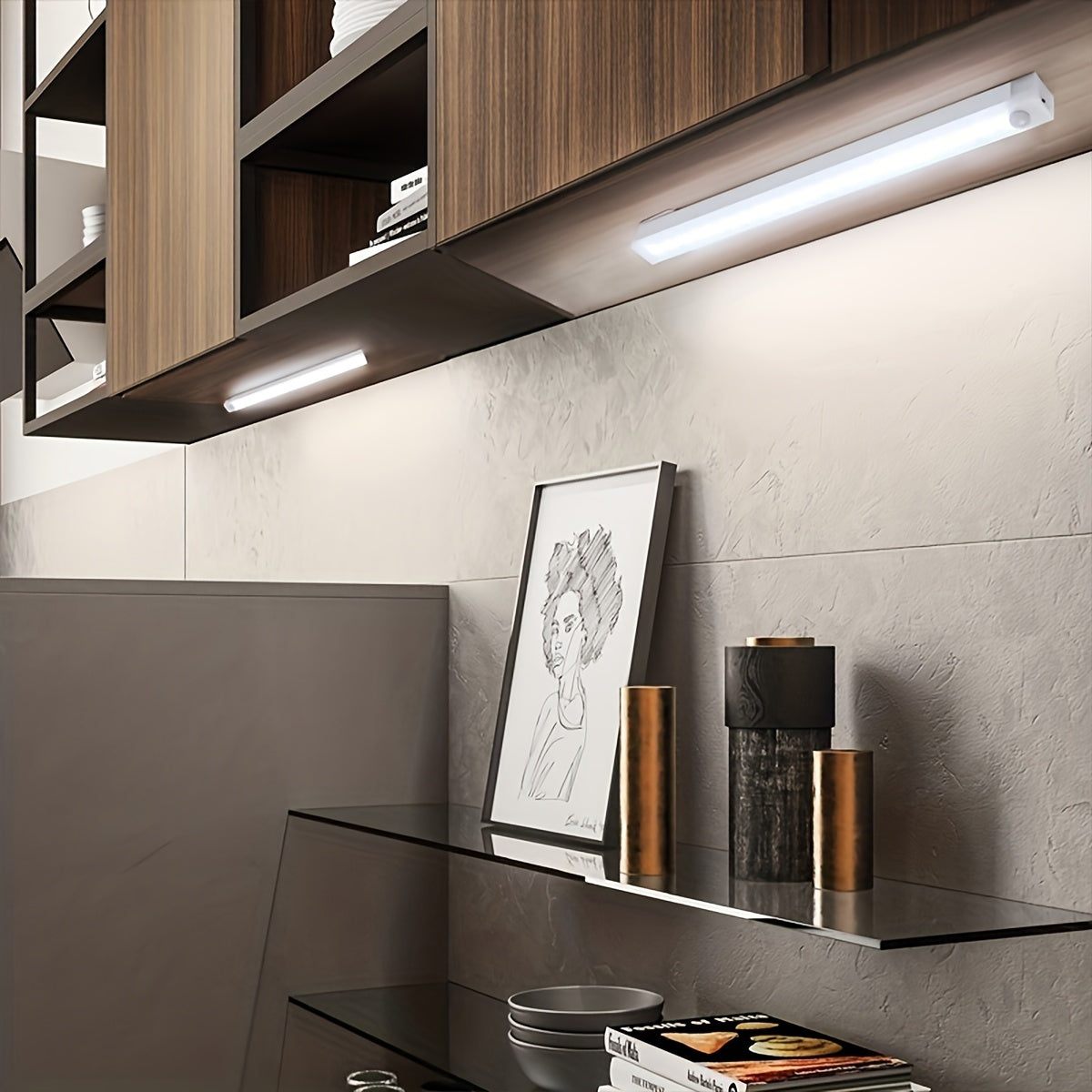 Rechargeable Magnetic LED Strip Light with Motion Sensor for Closets Cabinets and Kitchens