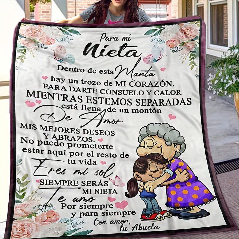 Spanish Message Plush Blanket for Son All-Season Hypoallergenic Flannel Throw Warm Gift