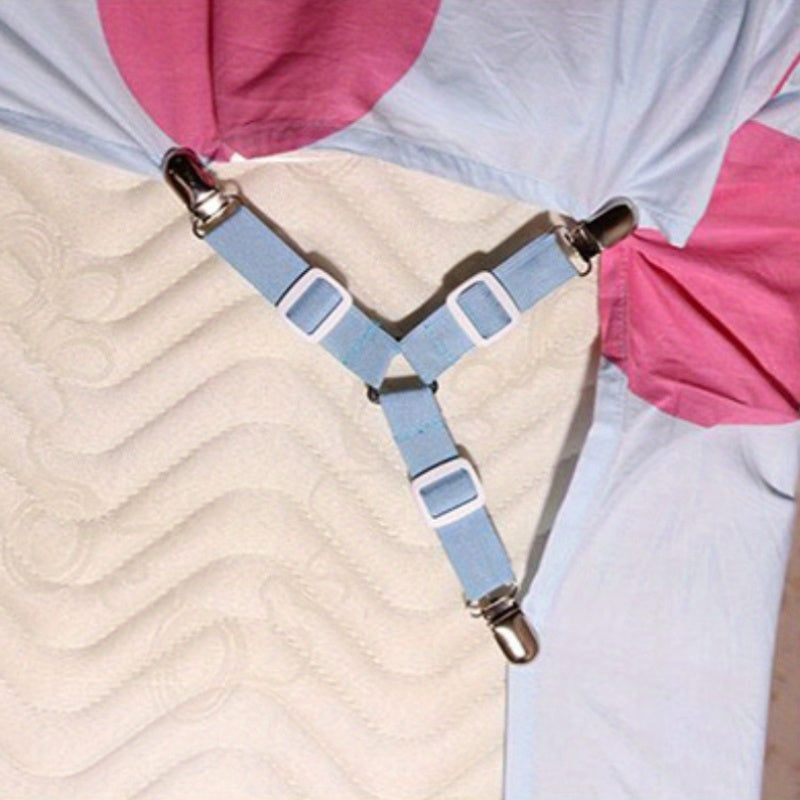 Three-Pack Gray Adjustable Sheet Clips for Bedding and Curtains