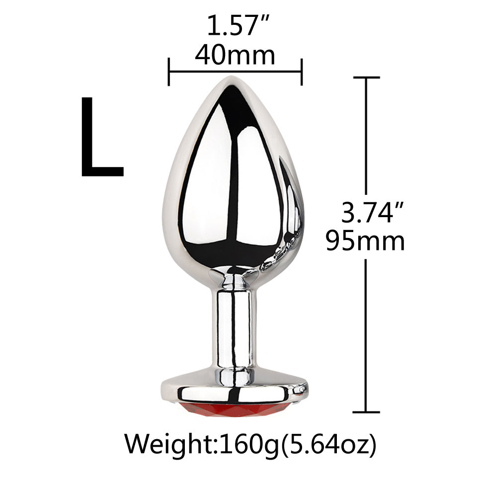 Red Gem Base Metal G-Spot Anal Plug for Adults