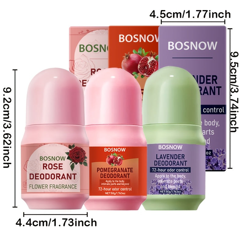 Unisex Deodorant Set with Rose Pomegranate Lavender Natural Fragrance Moisturizing