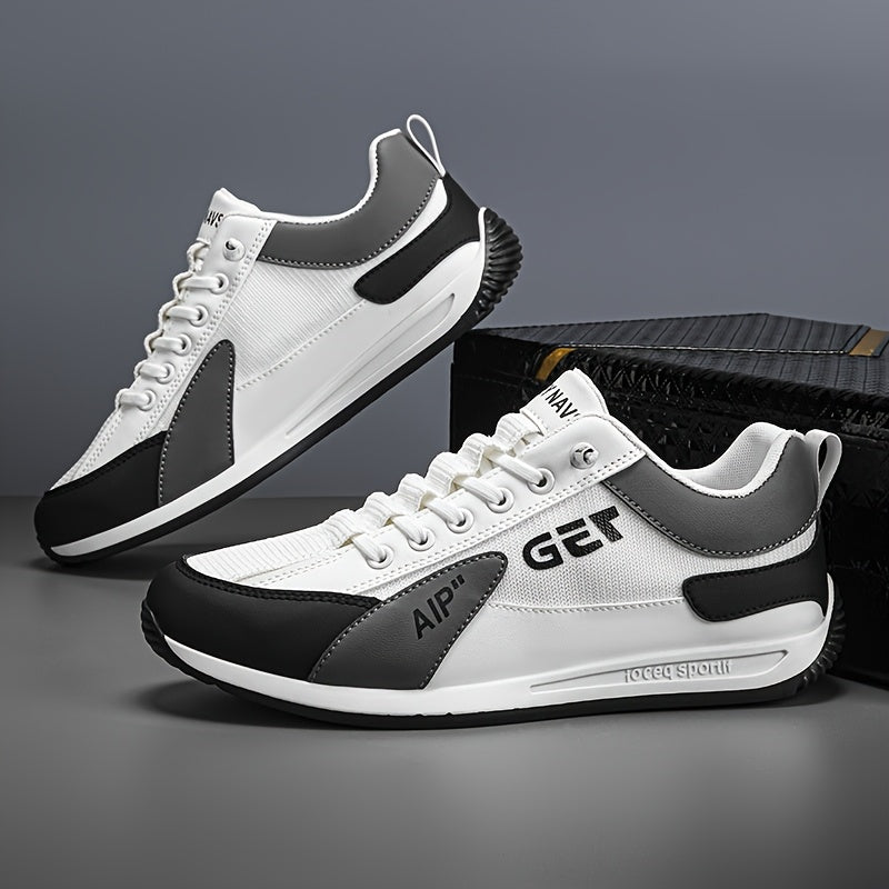 Zapatillas casuales de color sólido para hombre con suela antideslizante y cierre de cordones