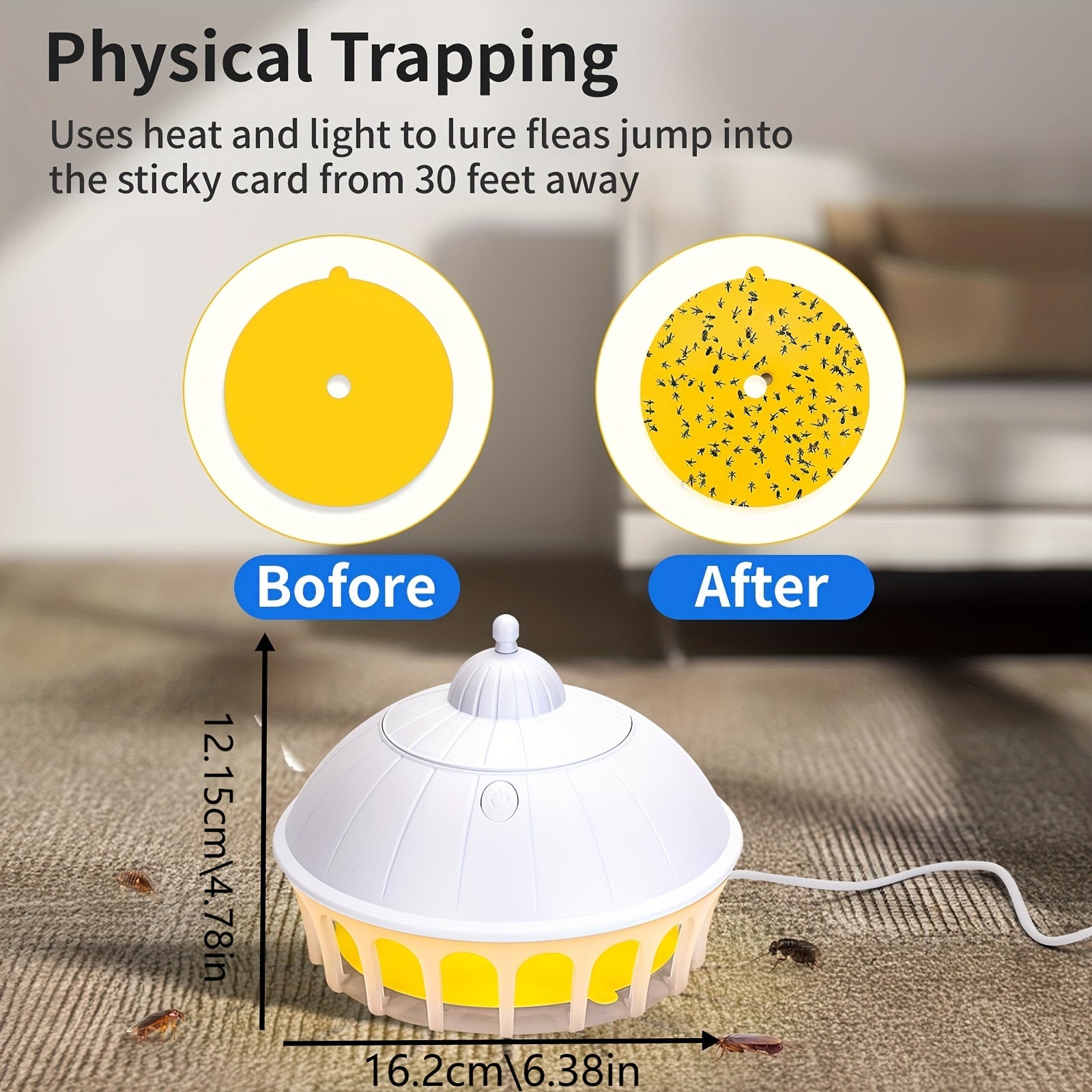 Portable USB Flea Trap Insect Catcher with LED Light Safe for Home Use