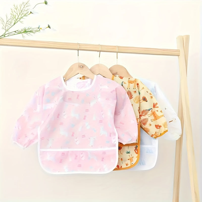 Children's Waterproof Stain-Resistant Cartoon Mealtime Clothing for Boys and Girls