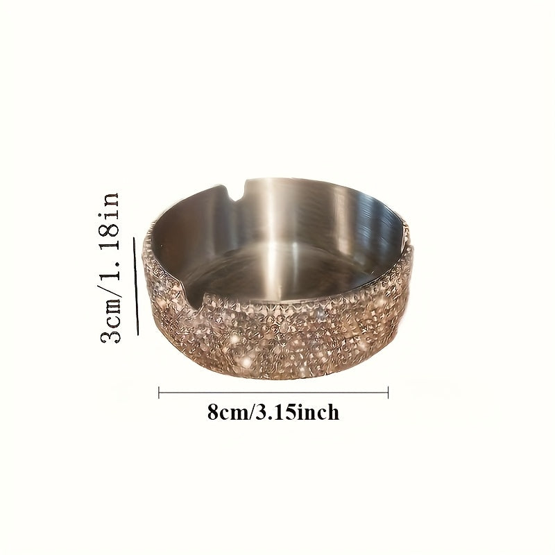 Unisex Stainless Steel Ashtray with Red and Blue Rims for Home Bar Office