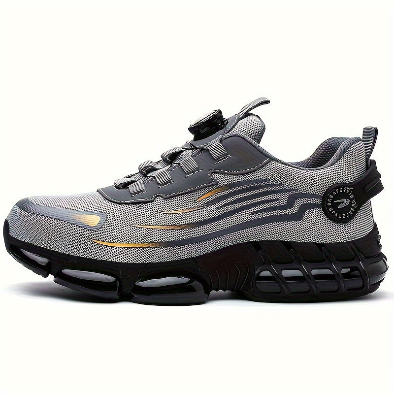 Zapatos de seguridad de media altura transpirables con puntera de acero, suela de goma y plantilla de tela