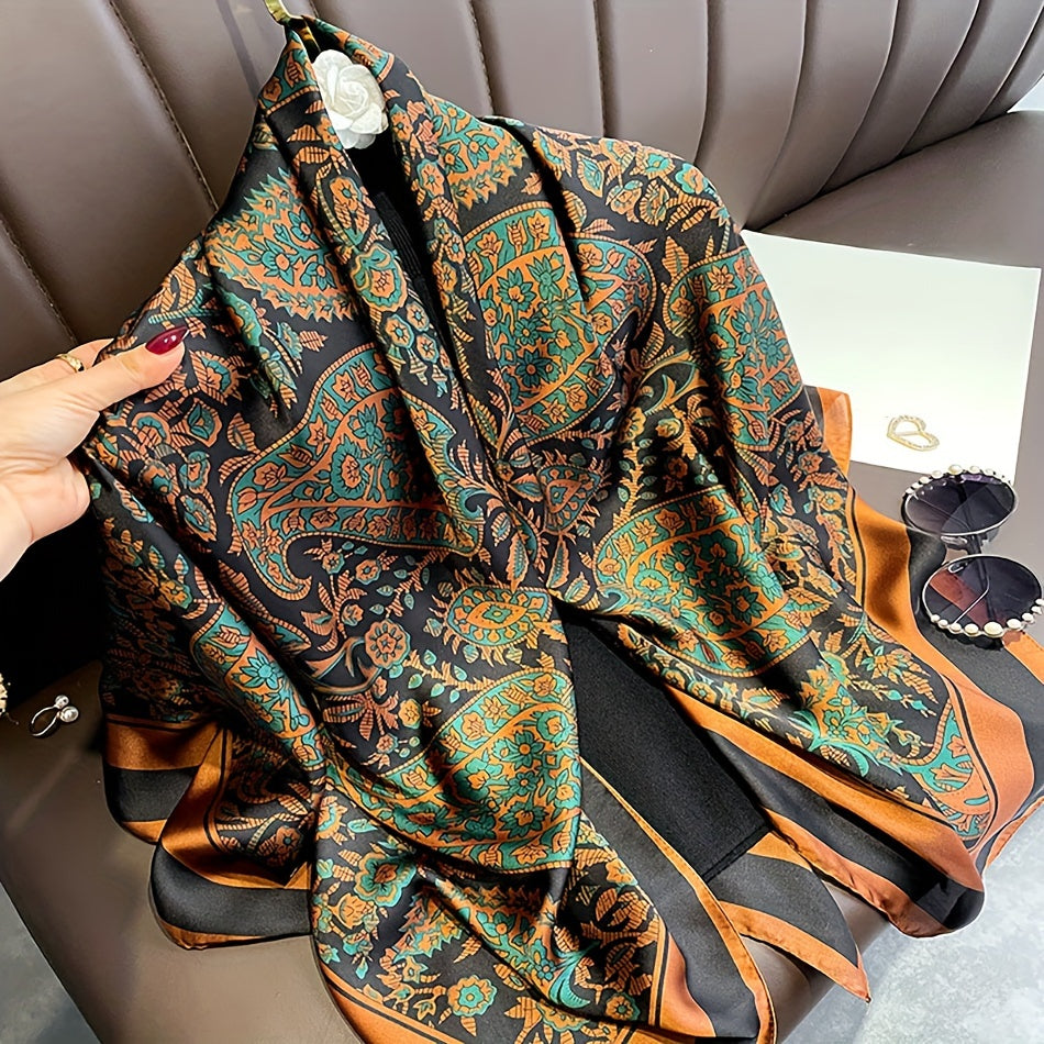 Women’s Oversized Paisley Printed Square Scarf 109cm Windproof Sun Protection