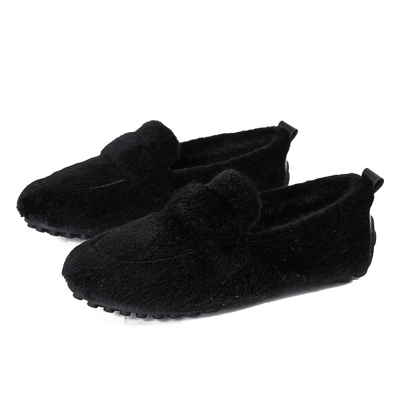 Women's Winter Loafers Soft Fleece-Lined Slip-On Flats Casual Shoes
