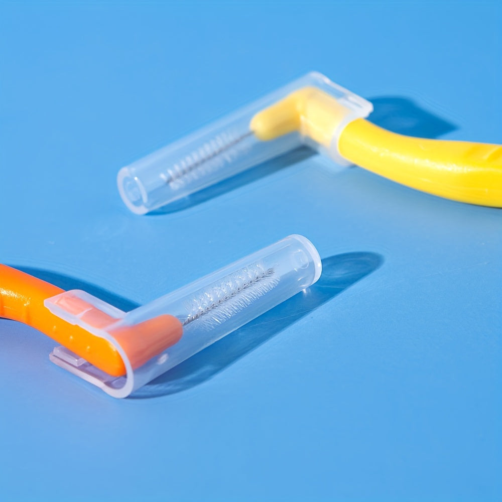 30 Pcs Angled Interdental Brushes Durable PE Ergonomic Handle Multi-Color
