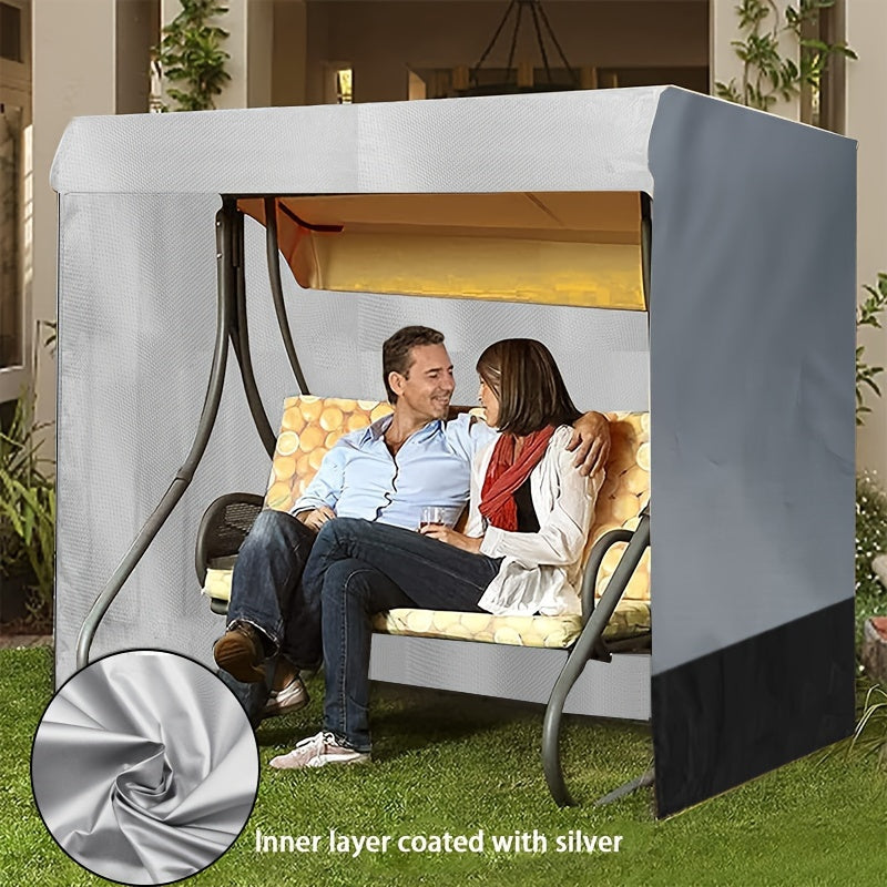 Outdoor Swing Cover for 3-Seat Patio Furniture Waterproof Black Gray