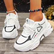 Women's Mesh Chunky Sneakers Breathable Lace Up Low Top Trainers